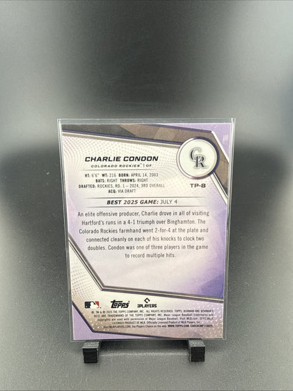 2025 BOWMAN'S BEST TOP PROSPECTS TP-8 CHARLIE CONDON ORANGE REFRACTOR