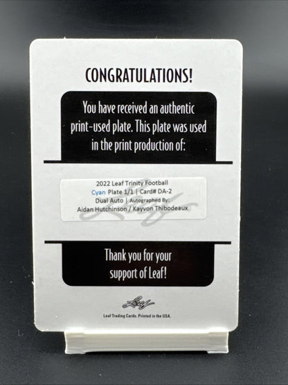 2022 Leaf Trinity Print Plate 1/1 Dual Auto Aidan Hutchinson Kayvon Thibodeaux