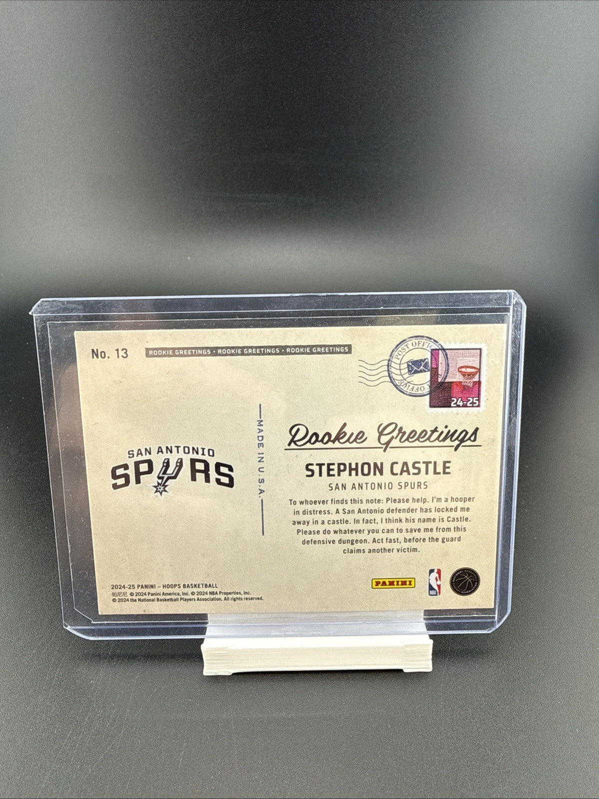 2024-25 Panini Nba Hoops  - Stephon Castle #13 - Rookie Greetings Holo Rookie RC