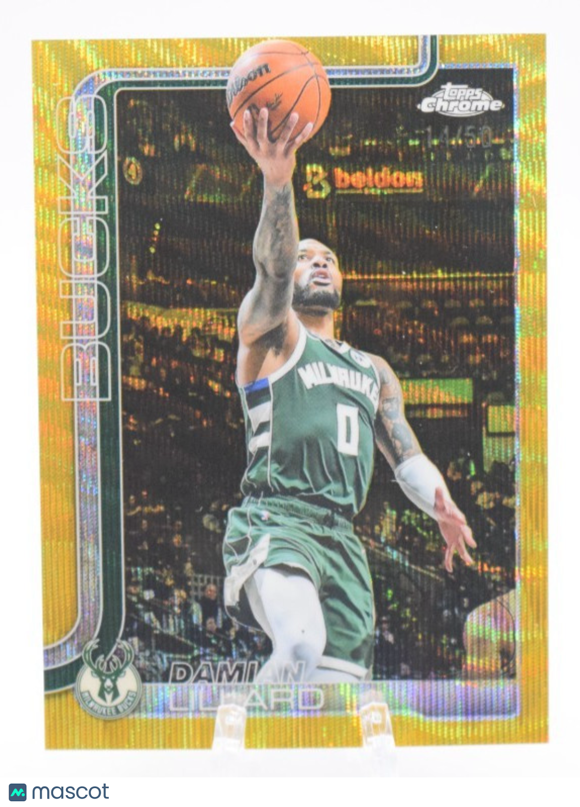 2025-26 Topps Chrome Damian Lillard Gold Wave 43/50 Bucks