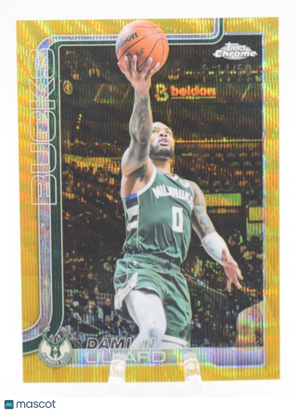 2025-26 Topps Chrome Damian Lillard Gold Wave 43/50 Bucks