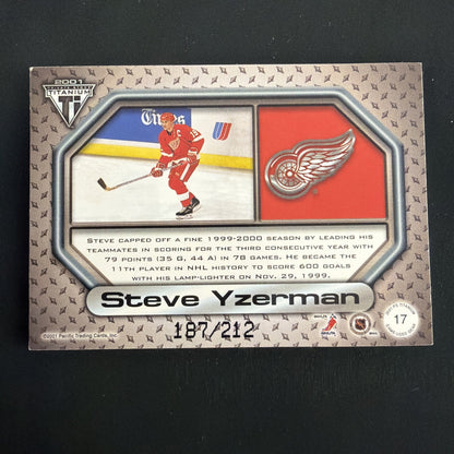 2000-01 Pacific Private Stock Titanium - Game-Used Gear Steve Yzerman #17...