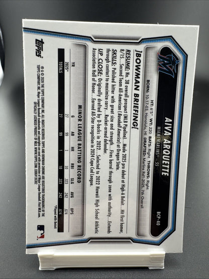 2026 Topps Bowman Chrome Aiva Arquette 165/250 Purple Lava