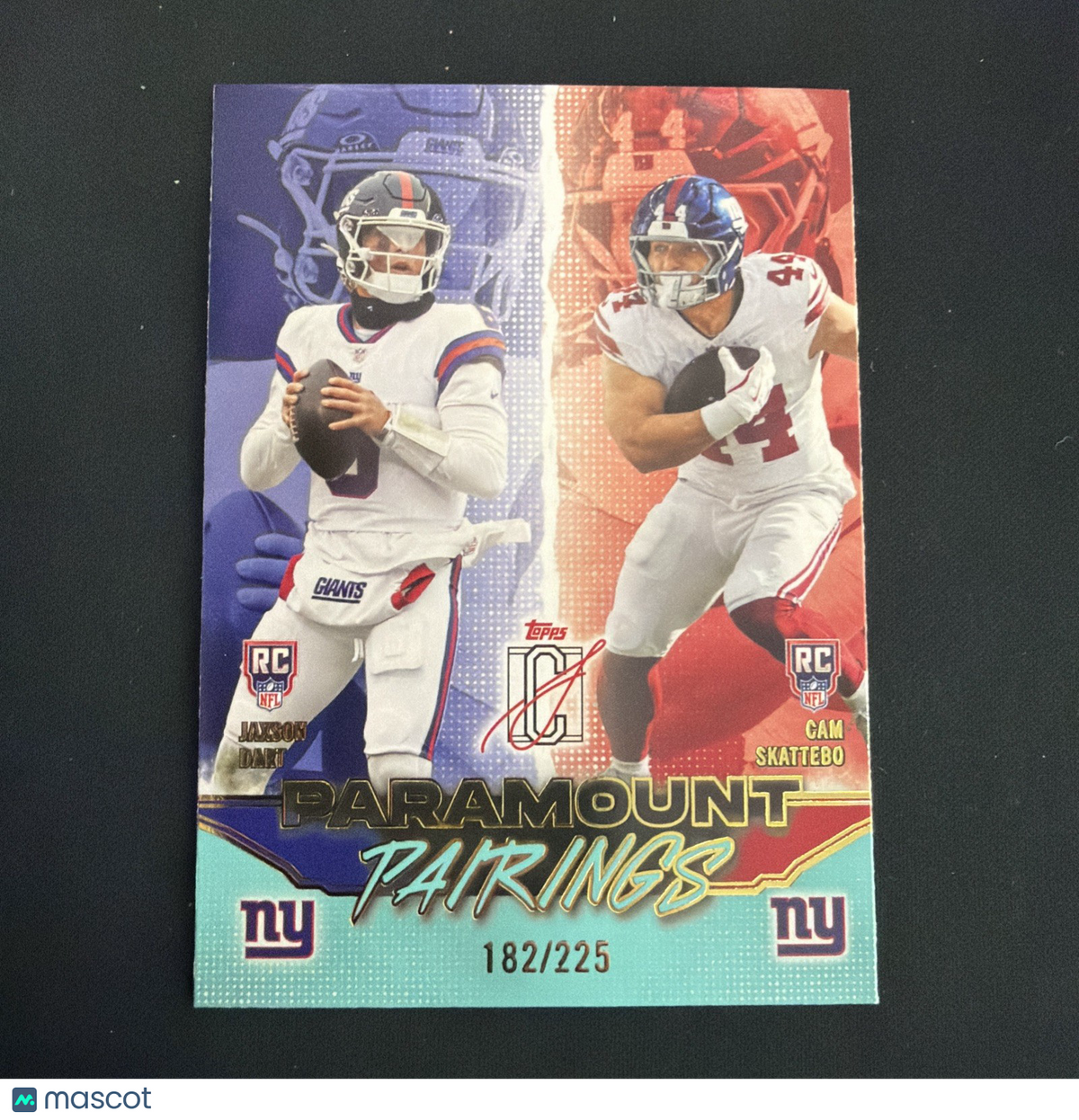 2025 Topps Signature Class Paramount Pairings Jaxson Dart/Cam Skattebo /225