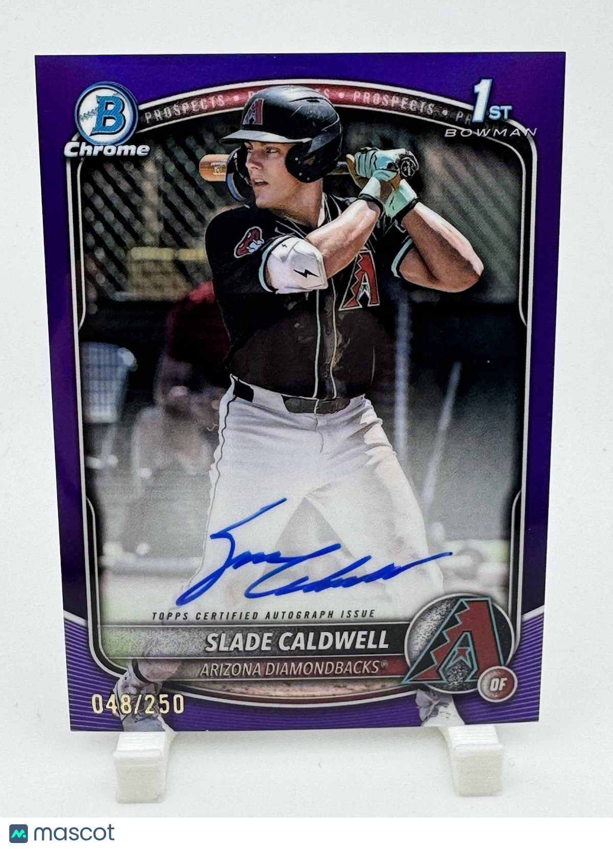 2025 Bowman Chrome Prospect Auto Slade Caldwell Purple Refractor /250 (AU, RC)