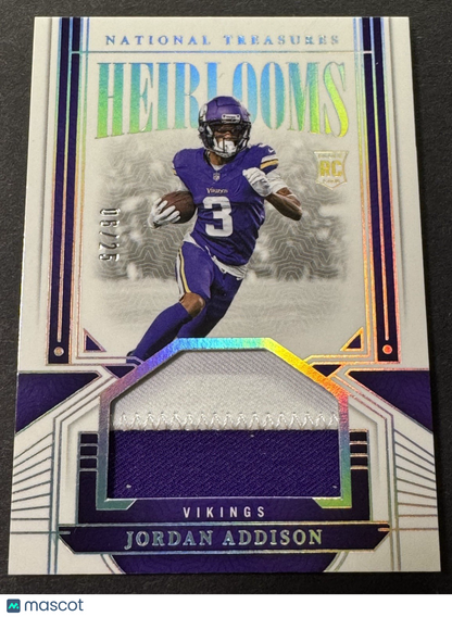 2023 National Treasures - Heirlooms Jordan Addison Holo Silver #HEI-JAD /25 RC