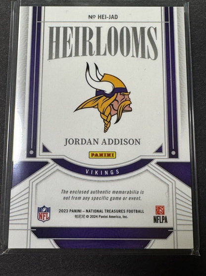 2023 National Treasures - Heirlooms Jordan Addison Holo Silver #HEI-JAD /25 RC