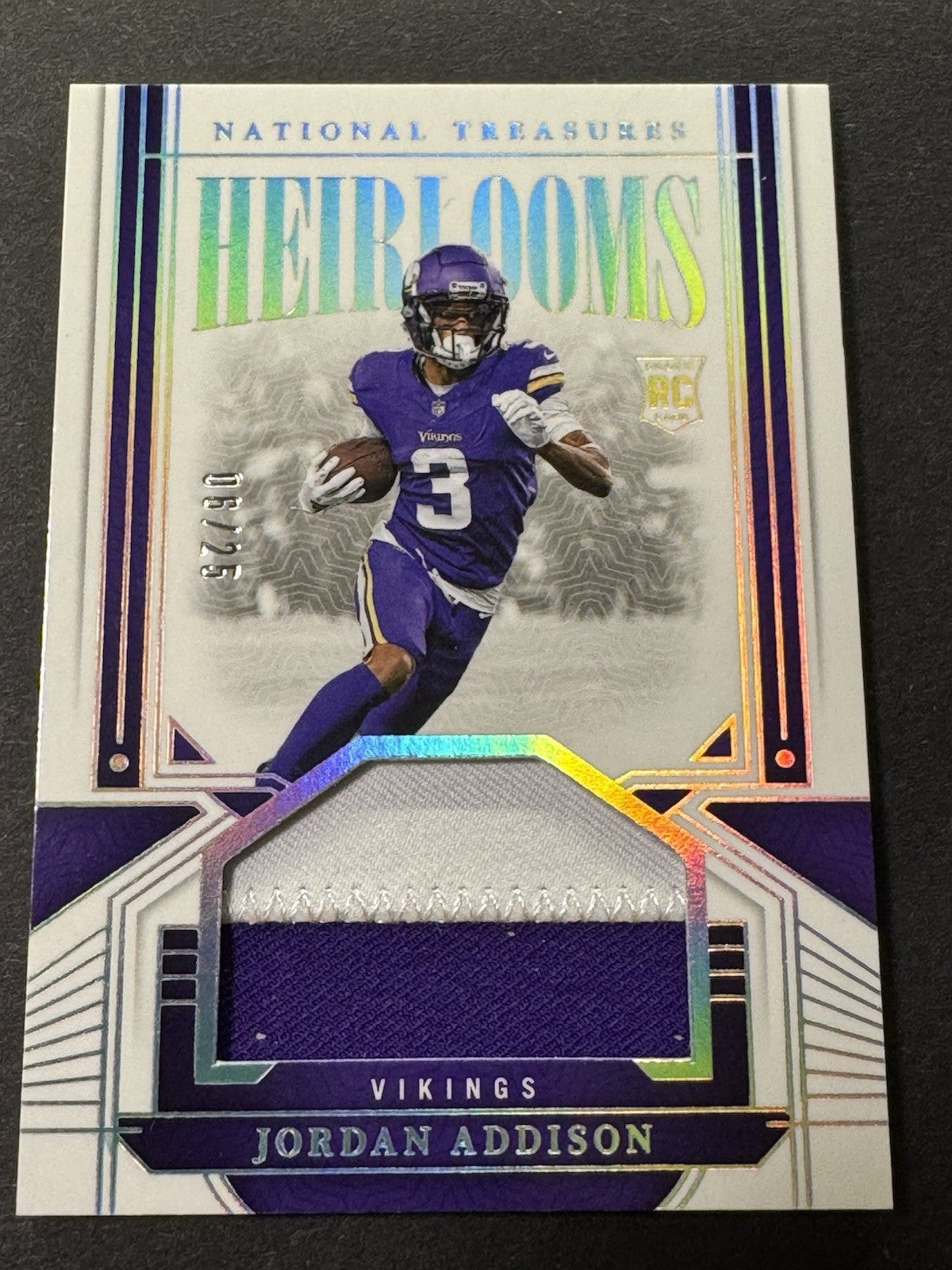 2023 National Treasures - Heirlooms Jordan Addison Holo Silver #HEI-JAD /25 RC