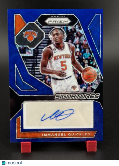 2023-24 Panini Prizm Signatures Blue Immanuel Quickley #SIG-IMM 39/49 (Auto)