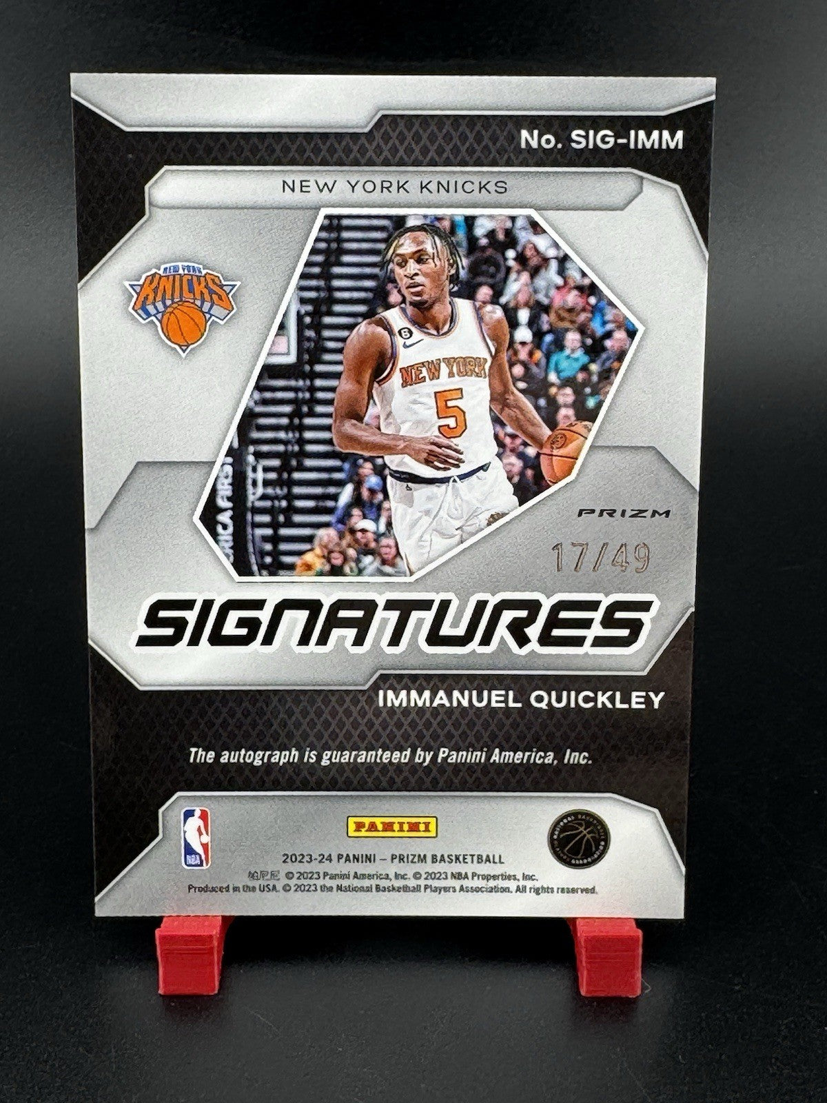 2023-24 Panini Prizm Signatures Blue Immanuel Quickley #SIG-IMM 39/49 (Auto)