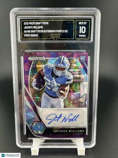 2021 Prizm Draft Picks Javonte Williams #DPA-JWI Purple Ice Prizm 54/99 Auto