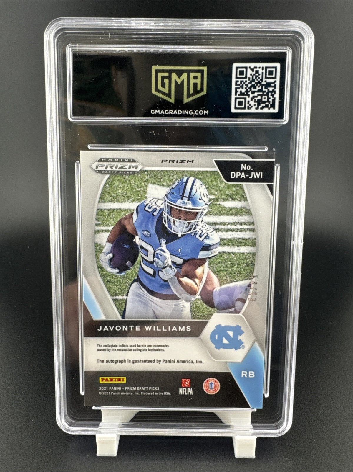 2021 Prizm Draft Picks Javonte Williams #DPA-JWI Purple Ice Prizm 54/99 Auto