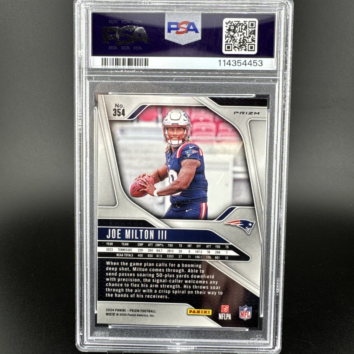 2024 Panini Prizm #354 Joe Milton III No Huddle Disco Rookie Card RC PSA 9