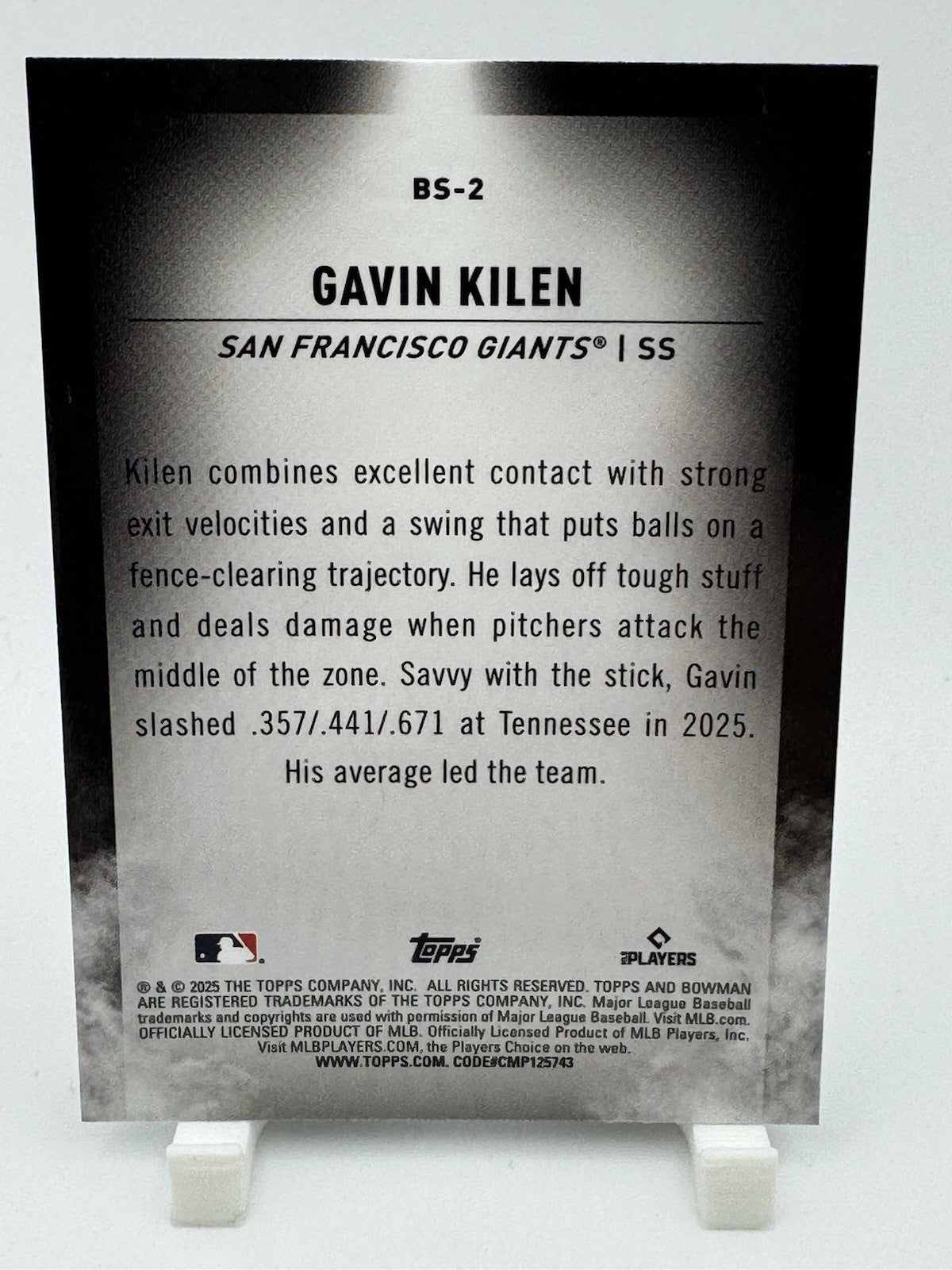 2025 Bowman Draft Chrome Gavin Kilen Spotlight SSP #BS-2 San Francisco Giants