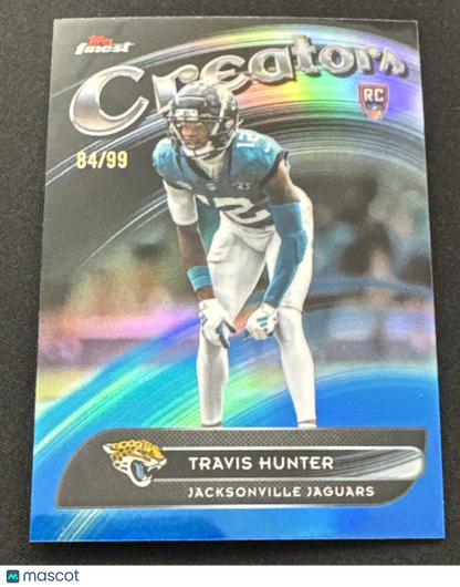 2025 Topps Finest, TRAVIS HUNTER Blue Refractor  /99 CR-14 RC
