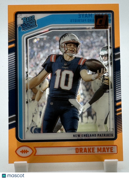 Drake Maye 2024 Panini Clearly Donruss Rated Rookie #53 Orange /199 RC Patriots