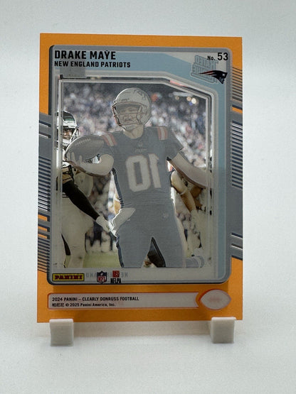Drake Maye 2024 Panini Clearly Donruss Rated Rookie #53 Orange /199 RC Patriots