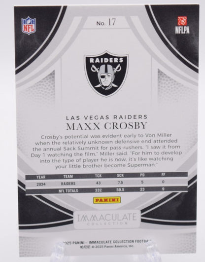 2025 IMMACULATE MAXX CROSBY BLUE 41/50 Las Vegas Raiders