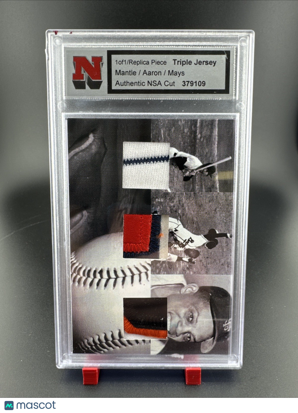 NSA Triple Jersey Replica Piece Mickey Mantle, Hank Aaron, and Willie Mays