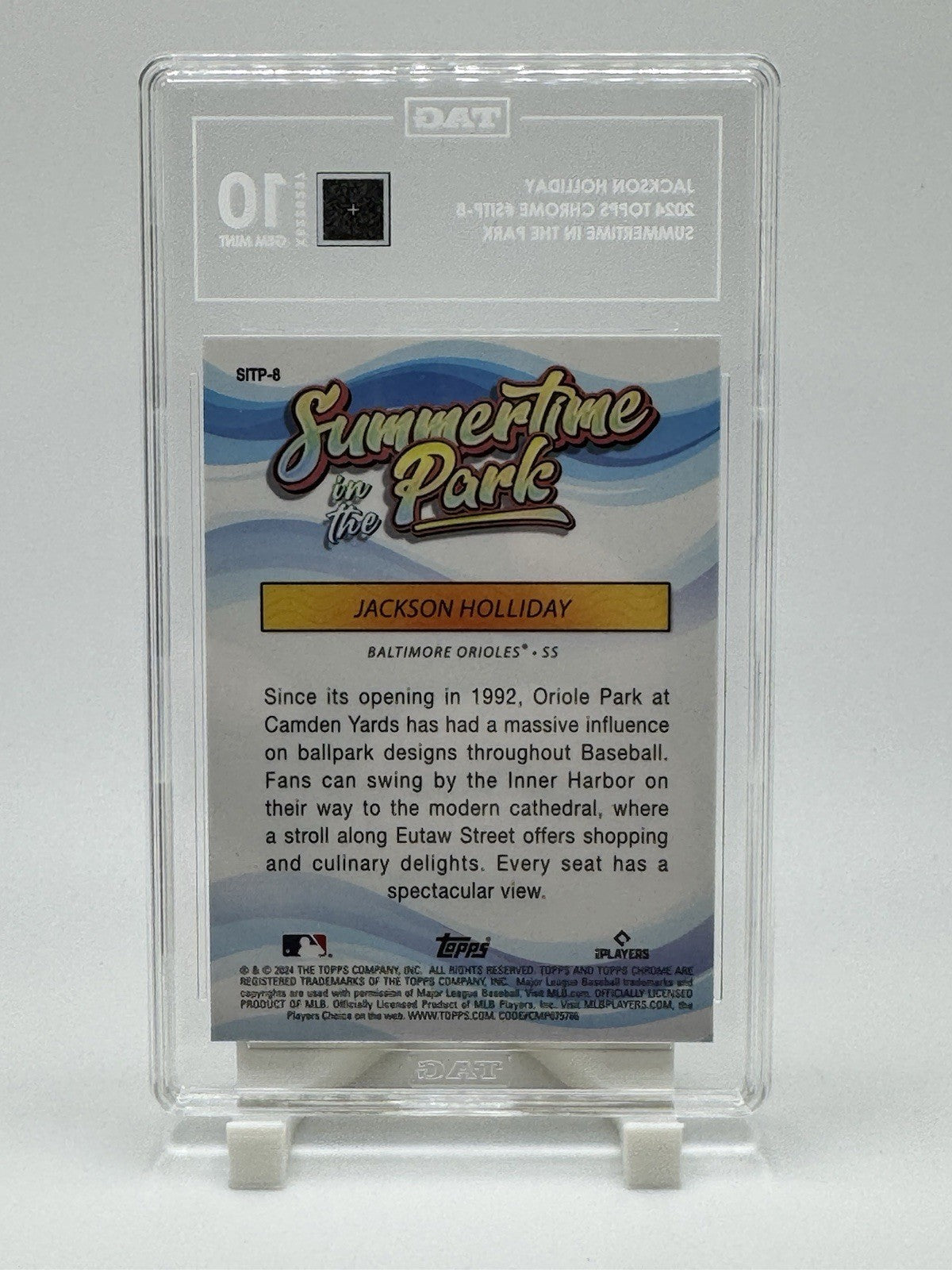 2024 Topps Chrome Summertime In The Park #8 Jackson Holliday TAG 10