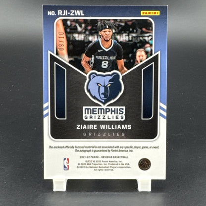 2021-22 Panini Obsidian Rookie Jersey Autograph Ziaire Williams #RJI-ZWL 9/10