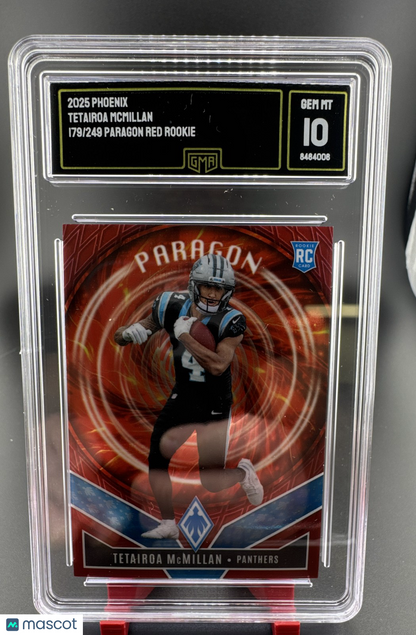 2025 Panini Phoenix - Paragon Tetairoa McMillan #16 Red 179/249 (RC) GMA 10