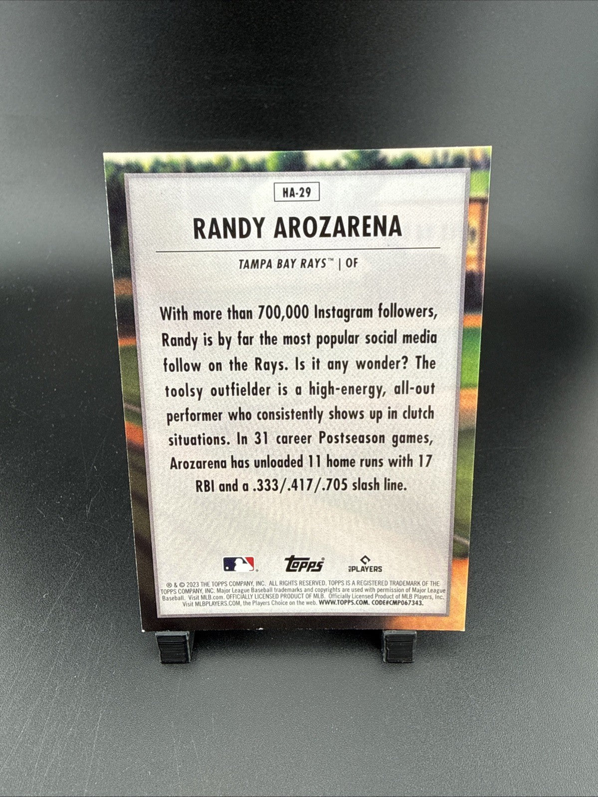 2023 Topps Update #HA-29 Randy Arozarena Home Field Advantage SSP Tampa Bay Rays