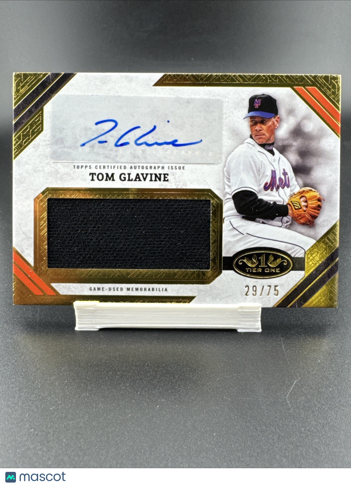 2025 Topps Tier One Tom Glavine Auto Jumbo Relics 29/75 New York Mets