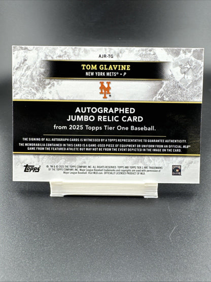 2025 Topps Tier One Tom Glavine Auto Jumbo Relics 29/75 New York Mets