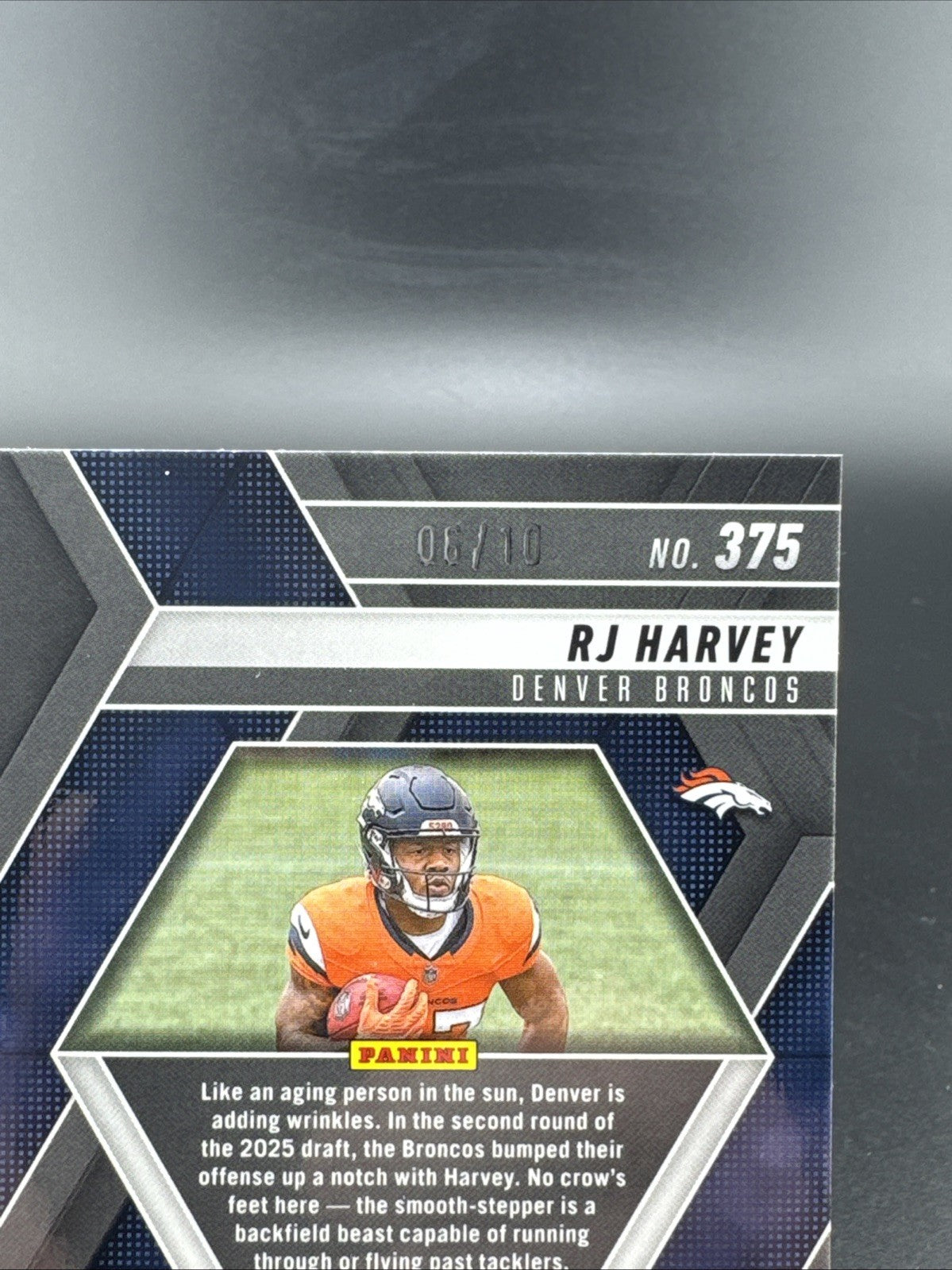 2025 Panini Mosaic RJ Harvey #284 Gold Mosaic Prizm Rookie Denver Broncos 5/10