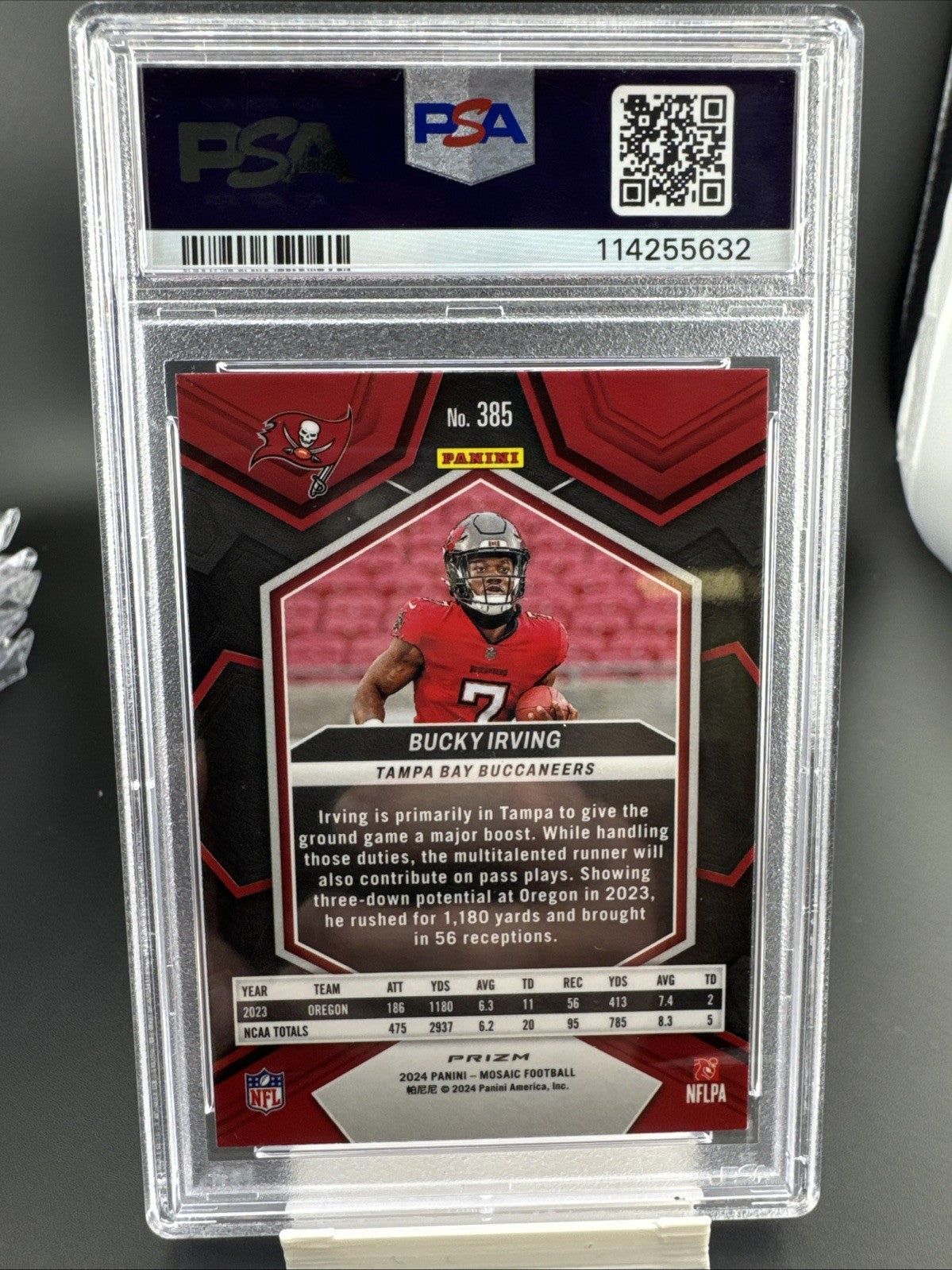 2024 Panini Mosaic - Rookies Bucky Irving #385 No Huddle Silver Mosaic PSA 10