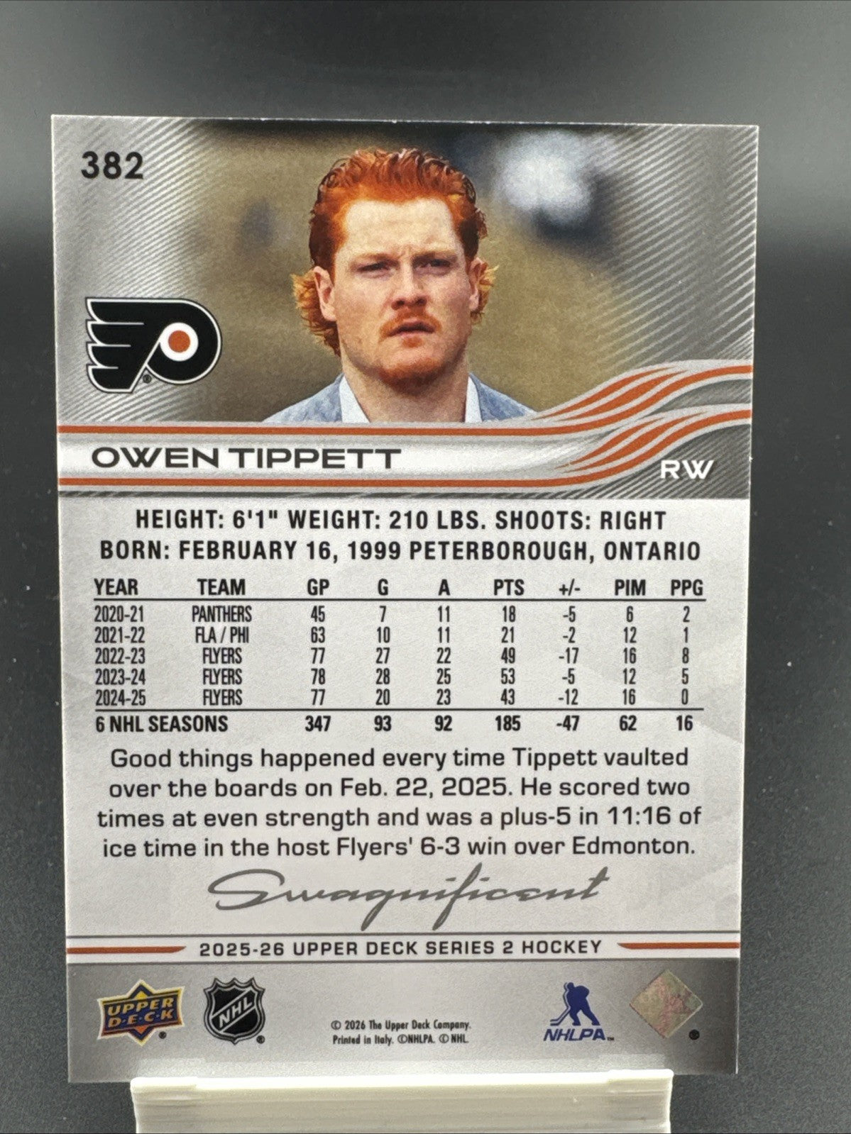 2025-26 Upper Deck Series 2 Swagnificent Owen Tippett #382 SSP