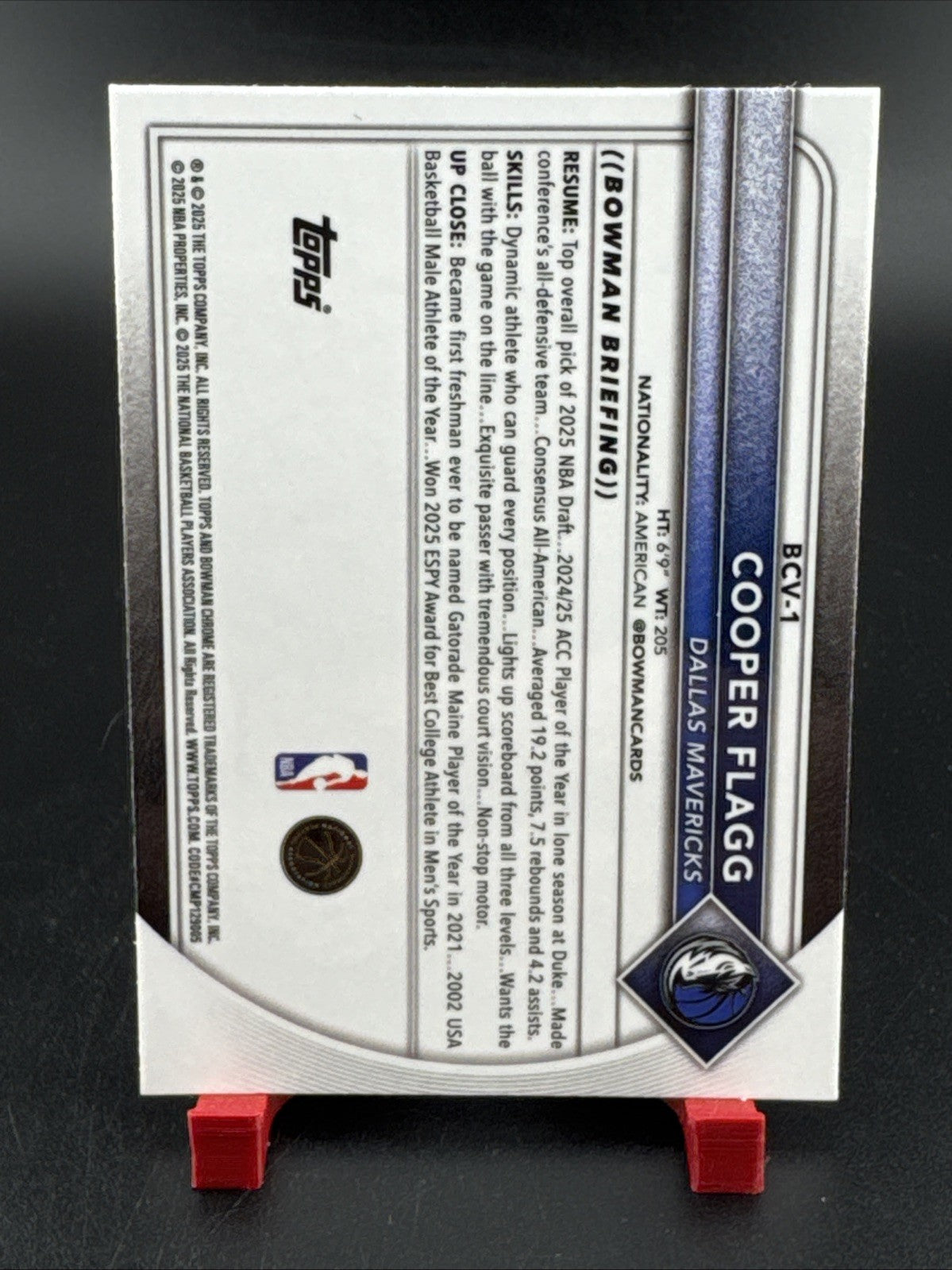 2025-26 Bowman Cooper Flagg Rookie Mojo Chrome Refractor #BCV-1 RC Mavericks