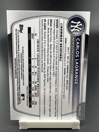 2025 Bowman Chrome Prospect On Card Auto Carlos Lagrange CPA-Cl