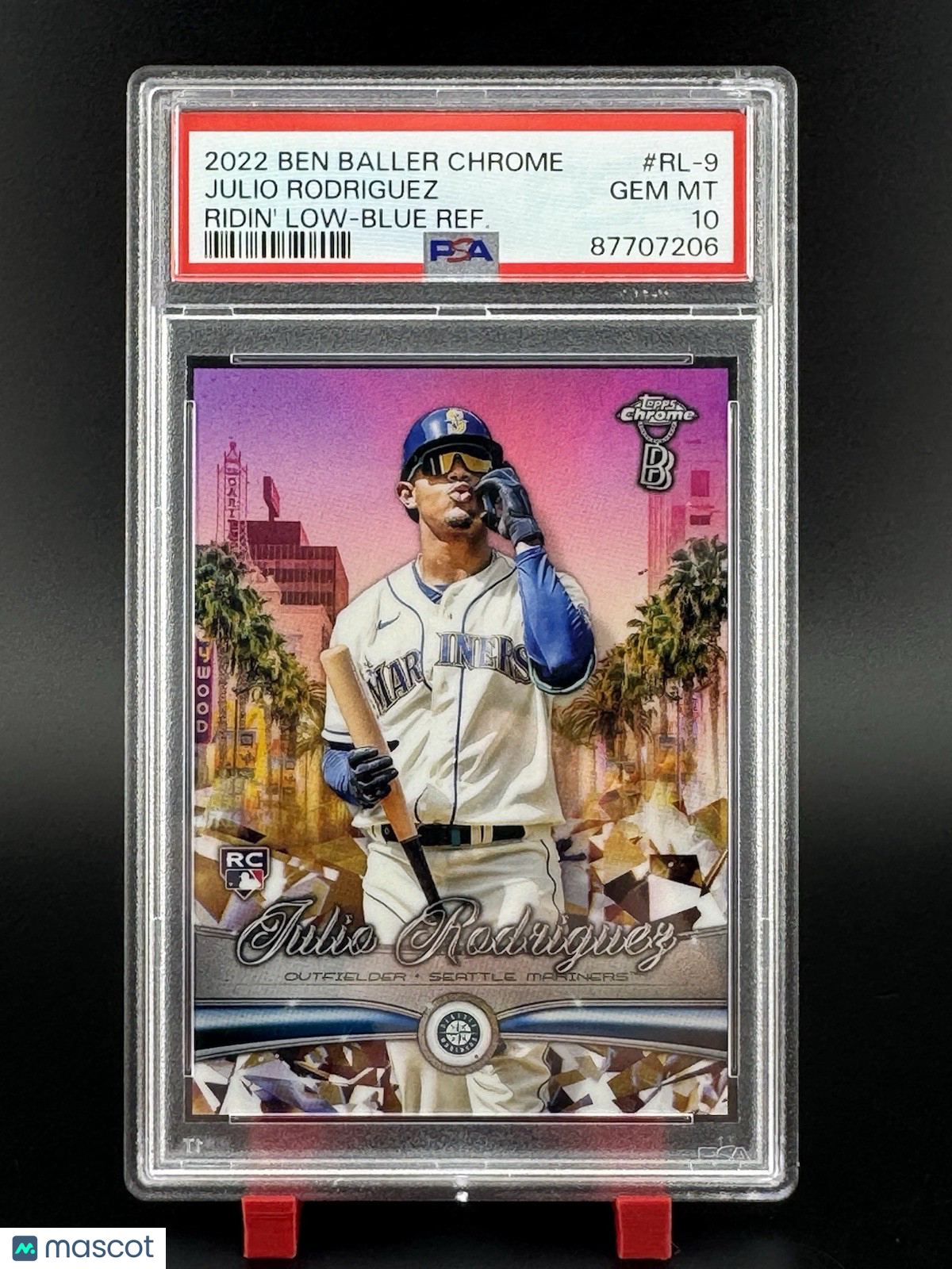 2022 Ben Baller JULIO RODRIGUEZ Rookie Ridin' Low Blue Refractor 28/75 PSA 10 RC