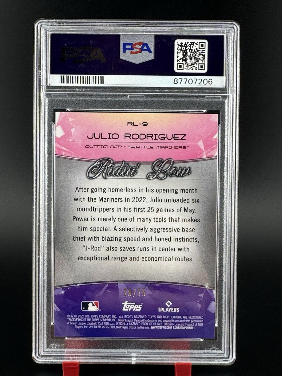 2022 Ben Baller JULIO RODRIGUEZ Rookie Ridin' Low Blue Refractor 28/75 PSA 10 RC