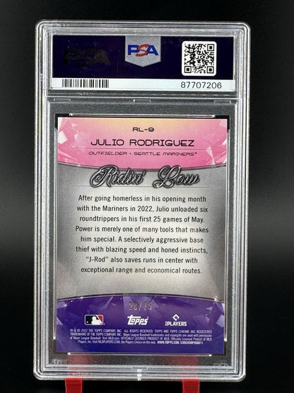 2022 Ben Baller JULIO RODRIGUEZ Rookie Ridin' Low Blue Refractor 28/75 PSA 10 RC