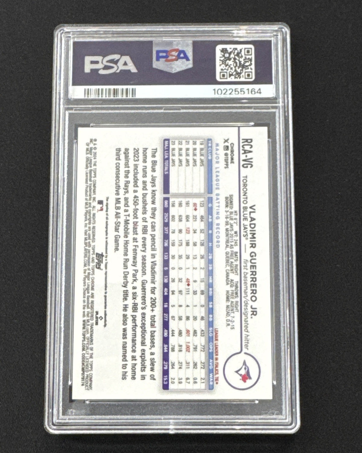 2024 Topps Chrome L/E  Mlb Refractor Chrome Autographs Vladimir PSA 9