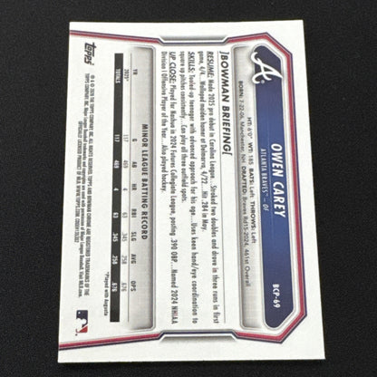 2026 Bowman 1st Chrome Blue Shimmer Owen Carey /150