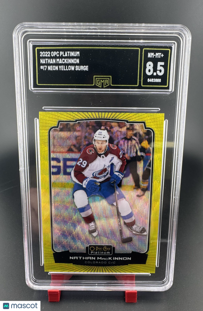 2022-23 O-Pee-Chee Platinum Nathan MacKinnon #17 Yellow Surge GMA 8.5