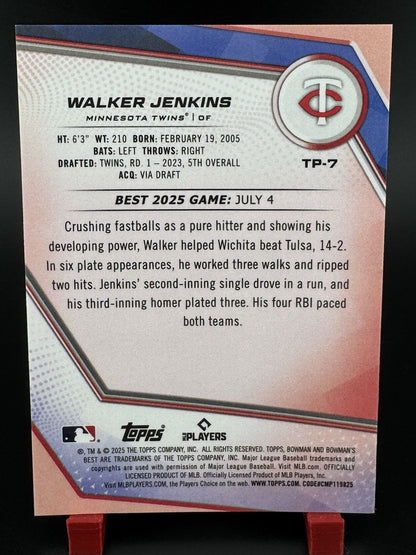 2025 BOWMAN'S BEST WALKER JENKINS TOP PROSPECTS ORANGE REFRACTOR /25