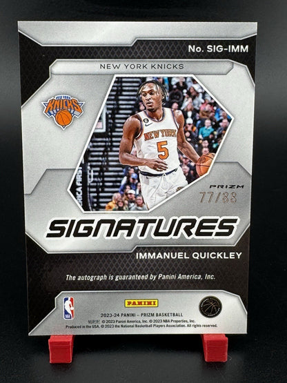 2023-24 Panini Prizm  Signatures Immanuel Quickley #SIG-IMM Red Prizm 62/99 (AU)