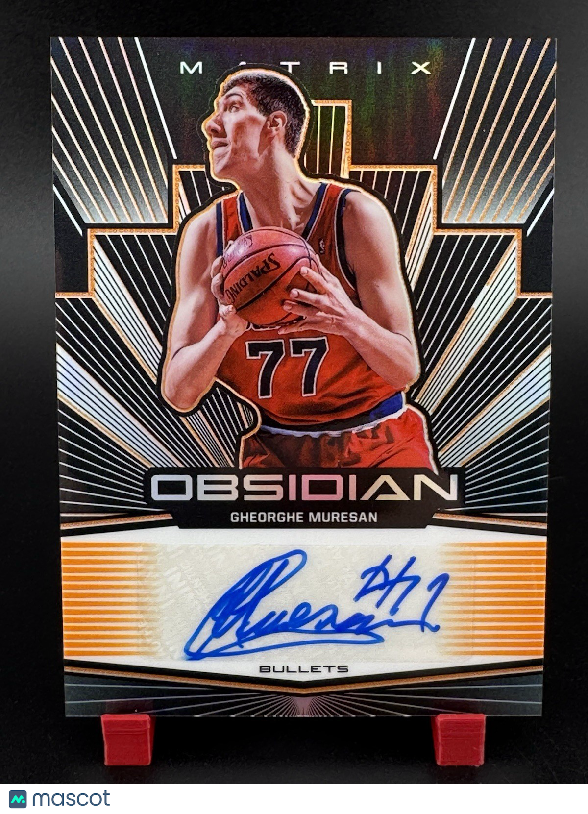 Obsidian Matrix  Autographs Electric Etch Orange Gheorghe Muresan /50