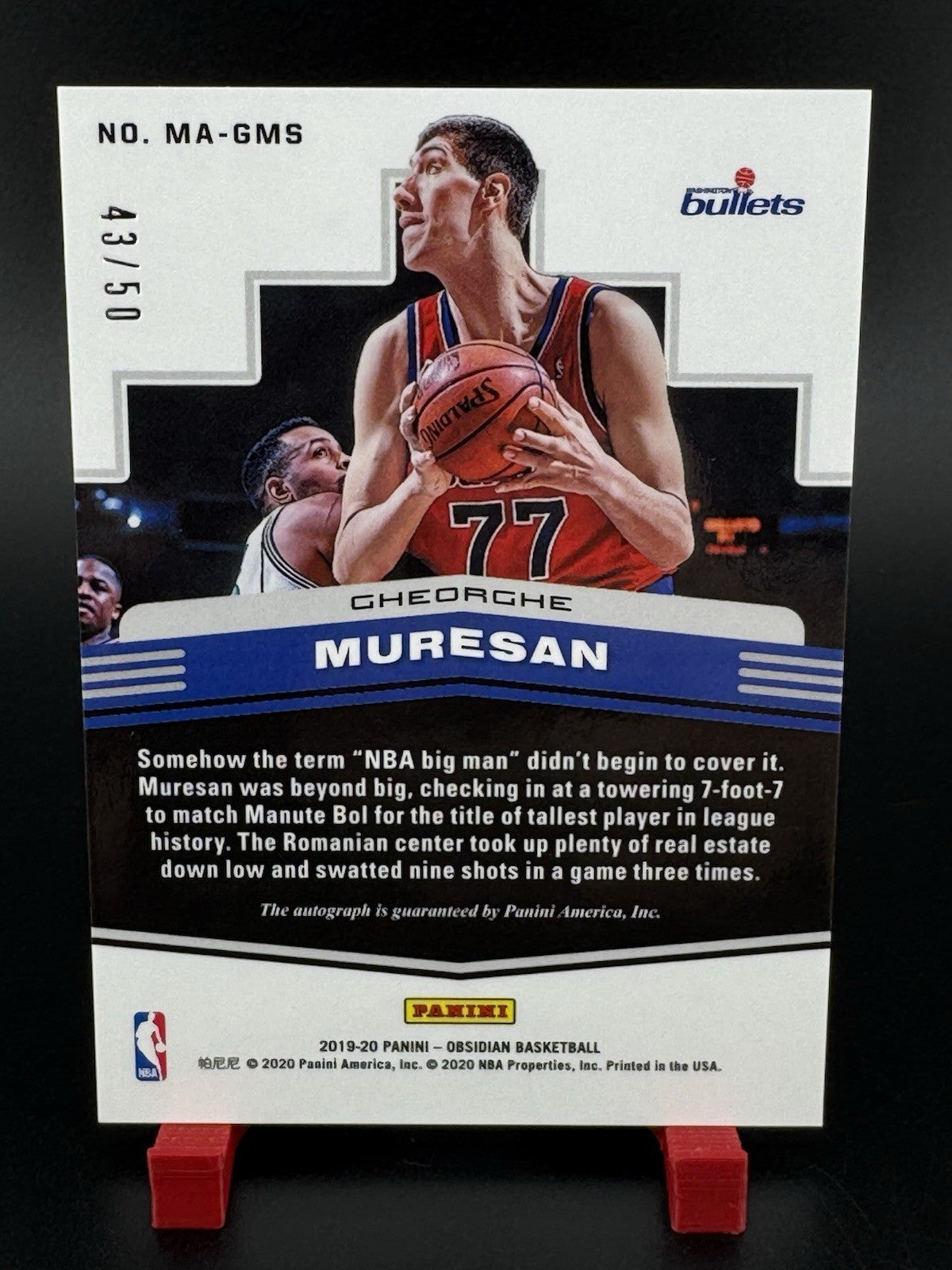 Obsidian Matrix  Autographs Electric Etch Orange Gheorghe Muresan /50