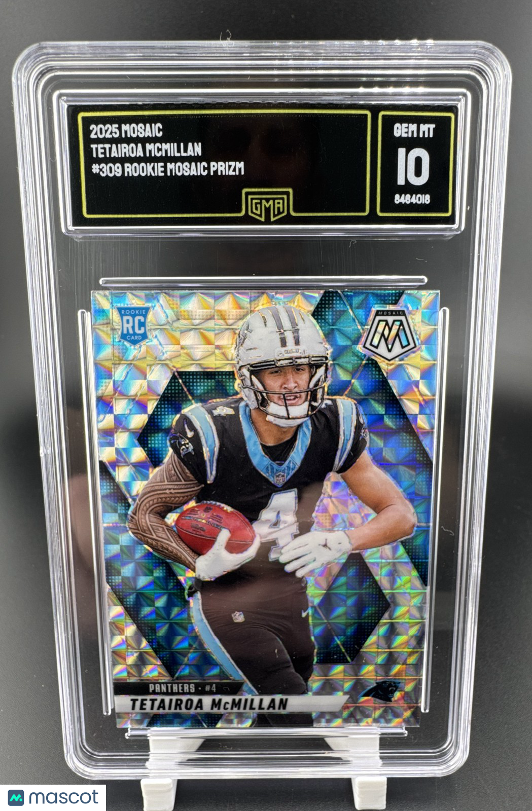 2025 Panini Mosaic - Rookies Tetairoa McMillan #309 Mosaic Prizm (RC) GMA 10