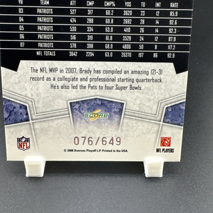 Tom Brady Score Donruss 2008 #182 New England Patriots