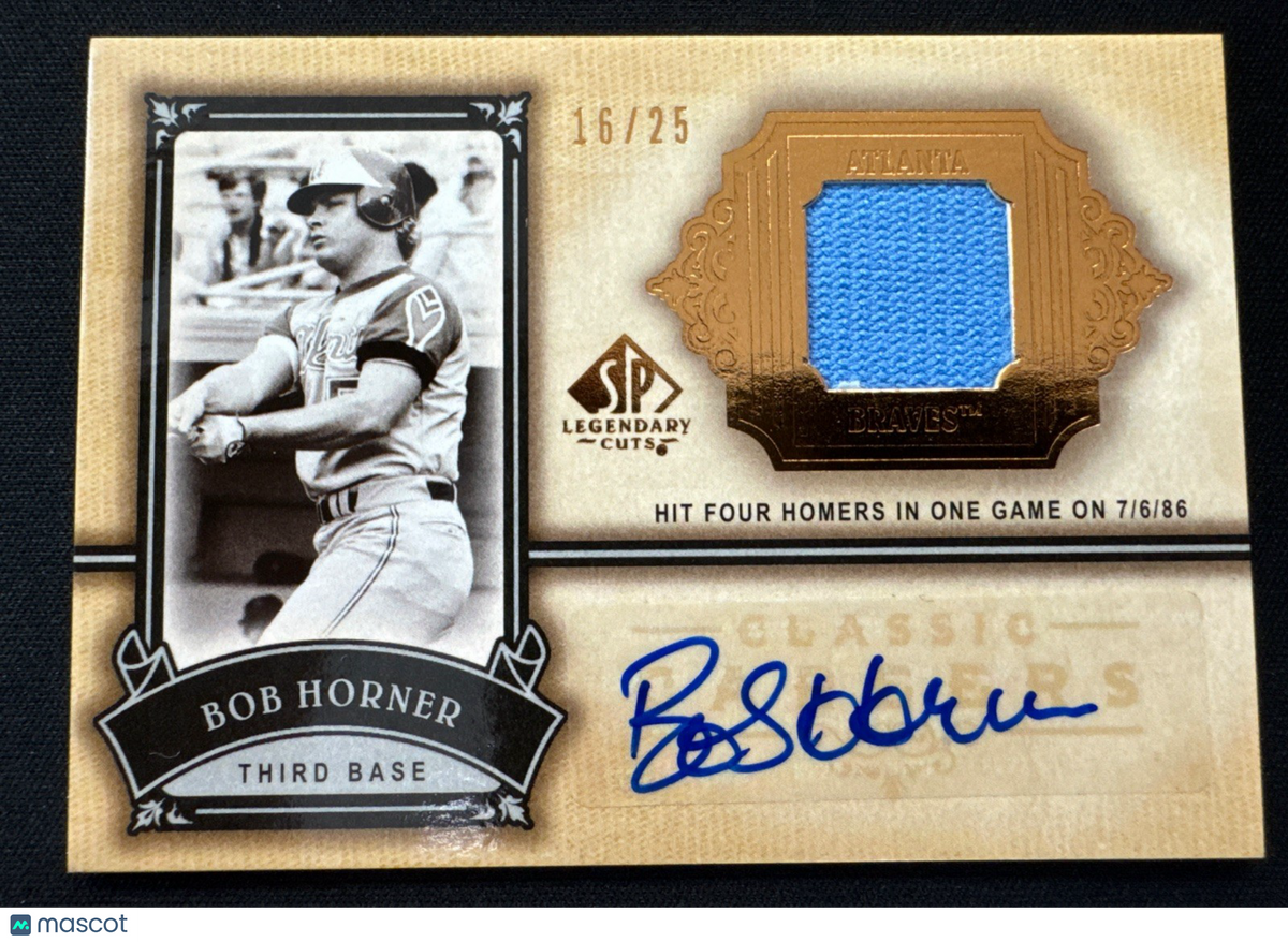 BOB HORNER 2005 SP LEGENDARY CUTS /25 CLASSIC CAREERS  WORN JERSEY PATCH RELIC