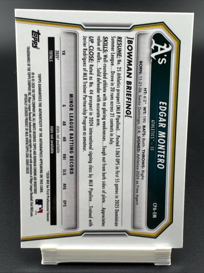2026 Bowman Chrome Edgar Montero 1st Blue Xfractor Auto 55/150