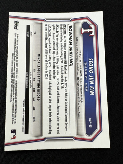 2026 Bowman 1st Chrome BLUE RAYWAVE REFRACTOR/150  Seong-Jun Kim Texas #BCP-45
