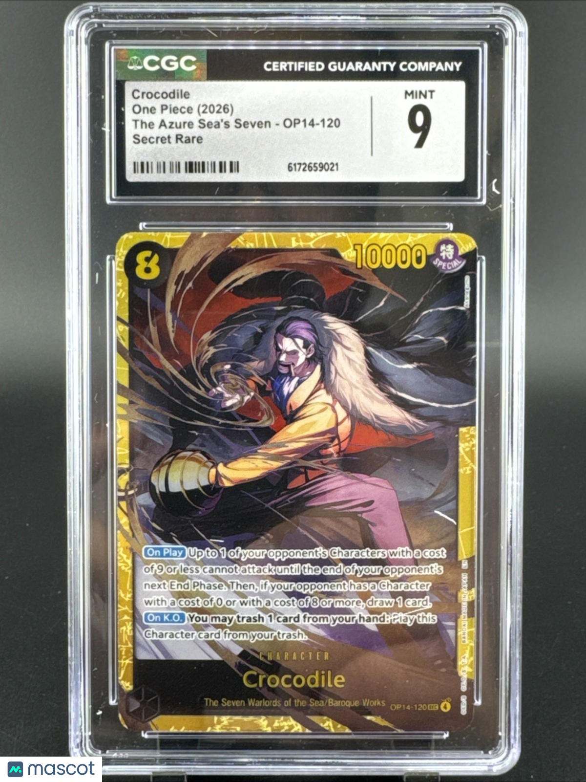 Crocodile Secret Rare from OP14 – The Azure Sea’s Seven CGC Gem Mint 9